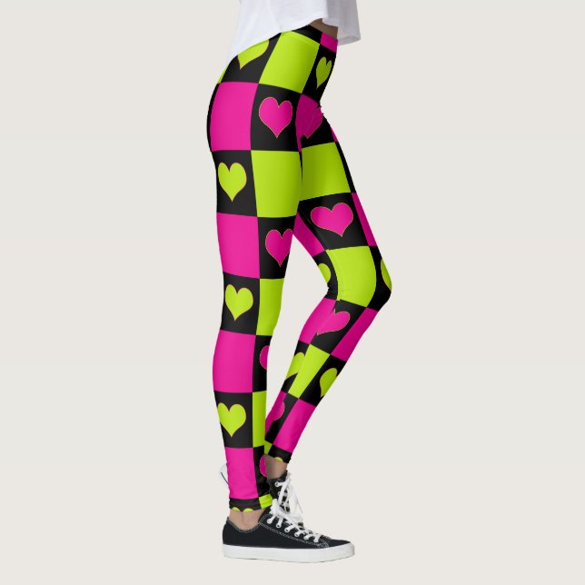 Legging Corações da Desktop Board - Verde limão, rosa quen (Direita)