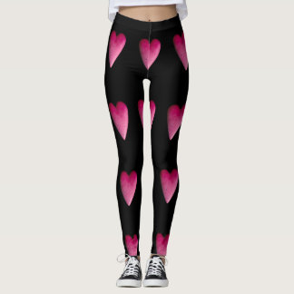 Legging Corações da pedra do rosa quente