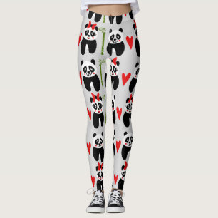 Legging Corações das Pandas Bonitas: Padrão Infantil