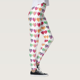 Legging Corações de Aquarela Arco-Íris