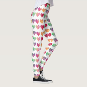 Legging Corações de Aquarela Arco-Íris