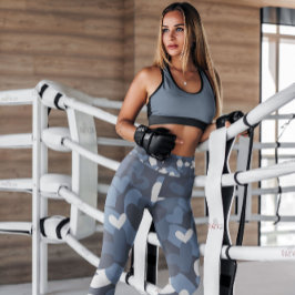 Legging Corações de Camo Azul Padrão | Leguminosas