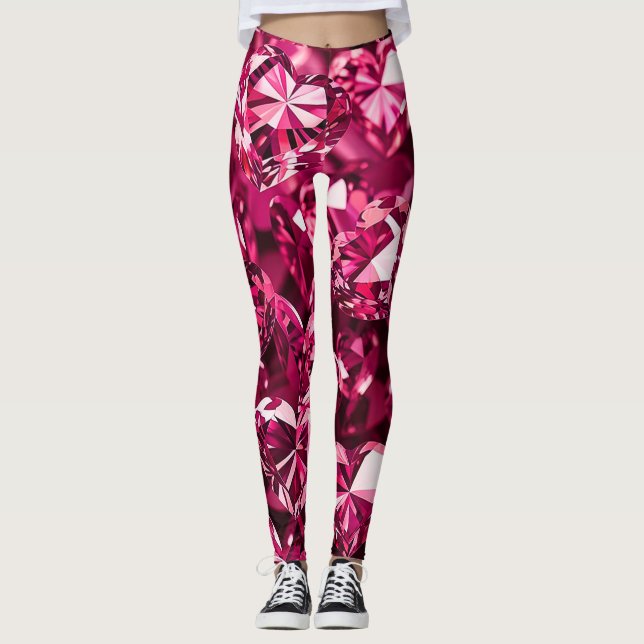 Legging Corações de Diamante Cristal Rosa (Frente)