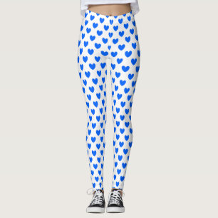 Legging Corações de polca azul em branco