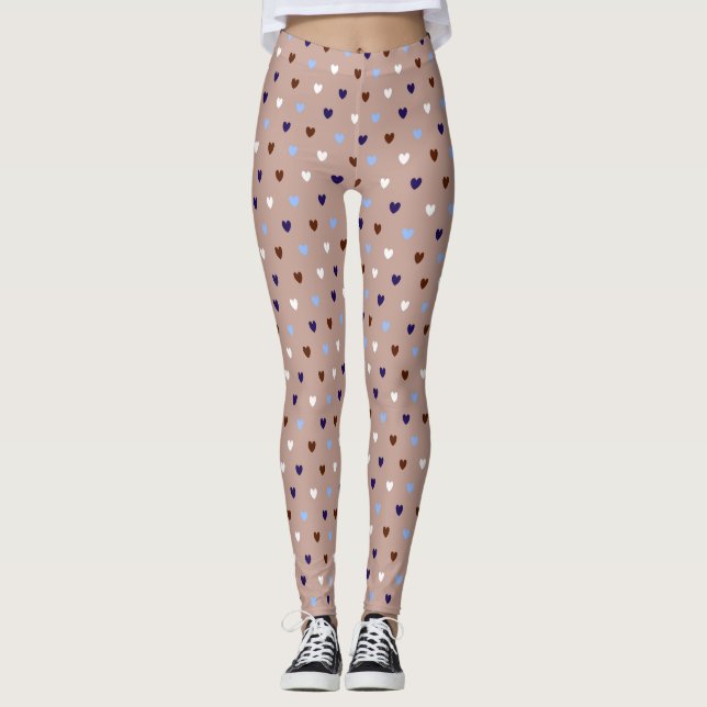 Legging Corações de polca em castanho pálido (Frente)