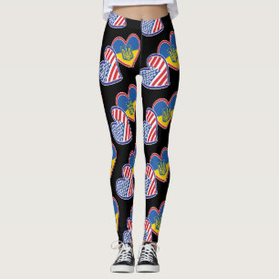 Legging Corações de Sinalizador da Ucrânia e dos EUA