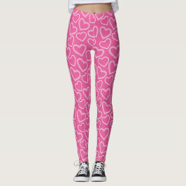 Legging Corações Doces e Rosa Brancos