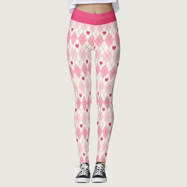 Legging Corações e Diamantes Rosa (Frente)