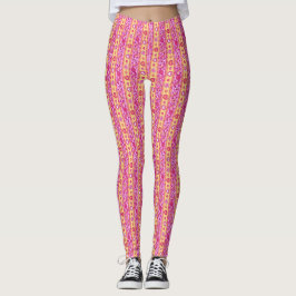 Legging Corações e estampas floridas cor-de-rosa amarelo
