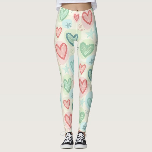 Legging Corações e Estrelas Rabiscados (Frente)