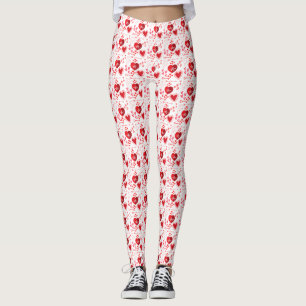 Legging Corações e flechas de amor vermelho