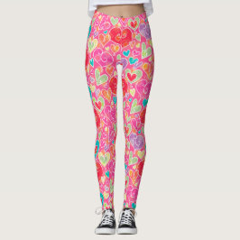 Legging Corações e Flores Namorados