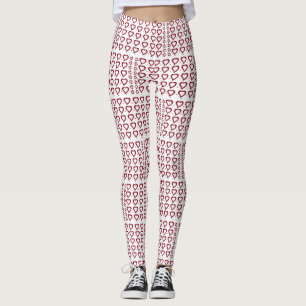 Legging Corações e pequenos pontos vermelho e branco Desig