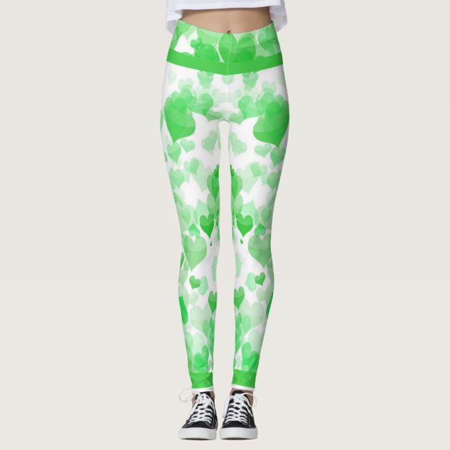 Legging Corações flutuantes em verde (Frente)