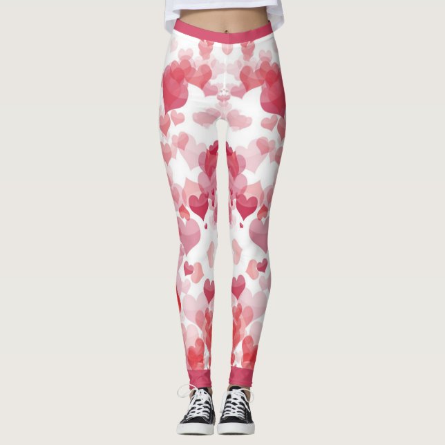 Legging Corações flutuantes rosa vermelho (Frente)