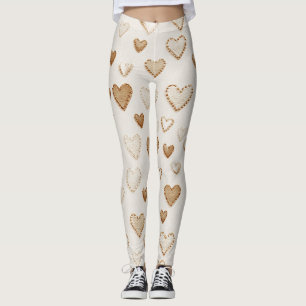 Legging Corações Marrons Cocoa Creme