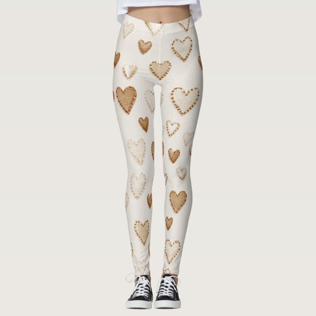 Legging Corações Marrons Cocoa Creme (Frente)