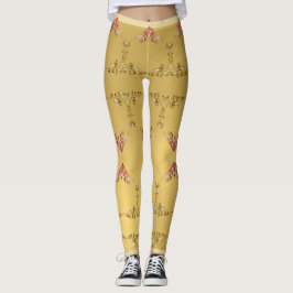 Legging Corações ornamentados em Ochre Ouro