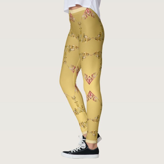 Legging Corações ornamentados em Ochre Ouro (Esquerda)