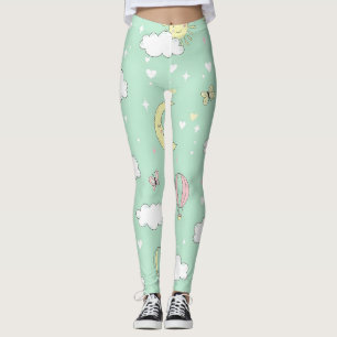 Legging Corações Pastéis e Nuvens Sonho em Aquarela (11)