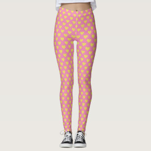 Legging Corações Pequenos Pernas Amarelas Rosa