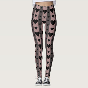 Legging Corações Pretos - Listras Rosa