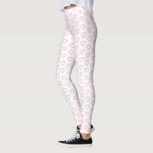 Legging Corações Rosa Calças Brancas Escolha Cores