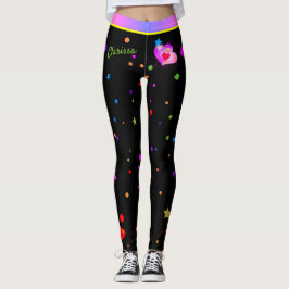 Legging Corações Rosa-namorados Aniversário Festivo