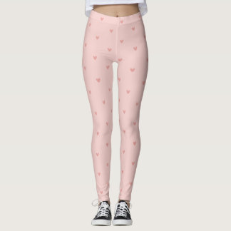 Legging Corações Rosa Pastel Fofos