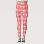 Legging corações rosas vermelha pastel, teste padrão de<br><div class="desc">Design elegante, moderno e à moda que representa corações do rosa pastel e o teste padrão de bolinhas preto em um fundo vermelho pastel. Este impressão bonito, feminino e contemporâneo, com seu efeito simples contudo impressionante, é o presente perfeito. Você pode personalizar o produto simplesmente adicionando seu próprio texto. Imprima...</div>