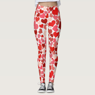 Legging Corações Tosse por toda a Mulher Rosa Vermelha C