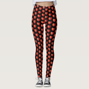 Legging Corações vermelho 3d