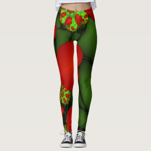 Legging Corações Vermelhos Dançam Arte Fractal Moderna 