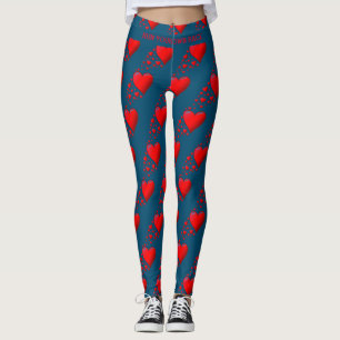 Legging Corações vermelhos EXECUTE SEU Namorados RACE Az