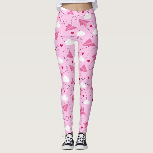 Legging Corações Vermelhos, Rosa, do Avião Voador de Namor (Frente)