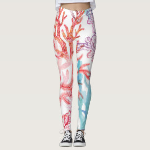 Legging Corais aquosos: padrão do mundo subaquático.