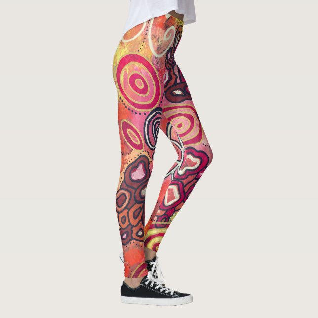 Legging Corais de Oval Tranquilo Trabalho de arte Abstrato (Direita)