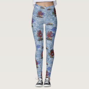 Legging Corais vermelhos submarinos e cor-de-rosa Repetir
