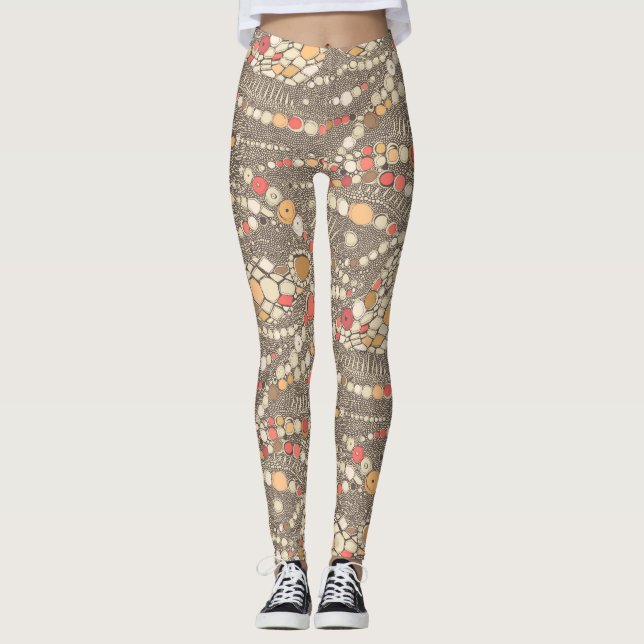 Legging coral castanho da iguana (Frente)