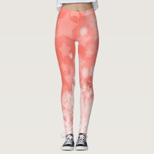 Legging Coral cor-de-rosa Padrão de estrelas Cor branca Ti