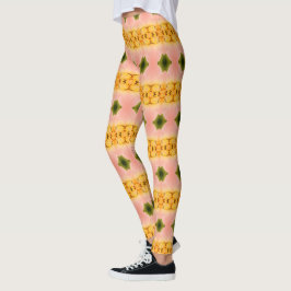Legging Coral Dourado Verde e Peach