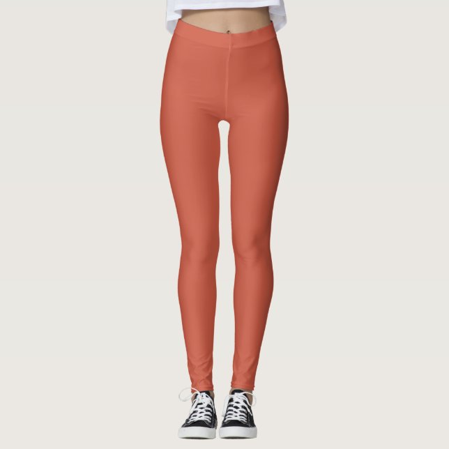 Legging Coral Escuro Cor Sólida Simples (Frente)