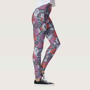 Legging Coral, Magenta e Azul Zinnias Floral