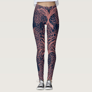 Legging Coral pink anatomical tree of life AI art 