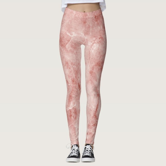 Legging Coral rosa e mármore branco (Frente)