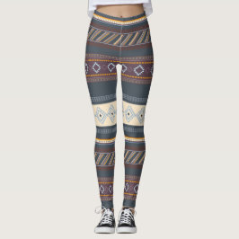 Legging Coral Tribal Aztec Arte Azul Roxo-Escuro