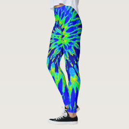 Legging Corante Azul e Verde limão Espiral