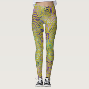 Legging Cordas Douradas Zebra Design e Seafoam Coloway