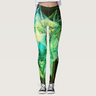 Legging Cores Abstratas em Tons Verdes em Moderno Personal