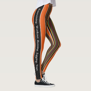 Legging Cores atrativas l Laranja e faixas verdes